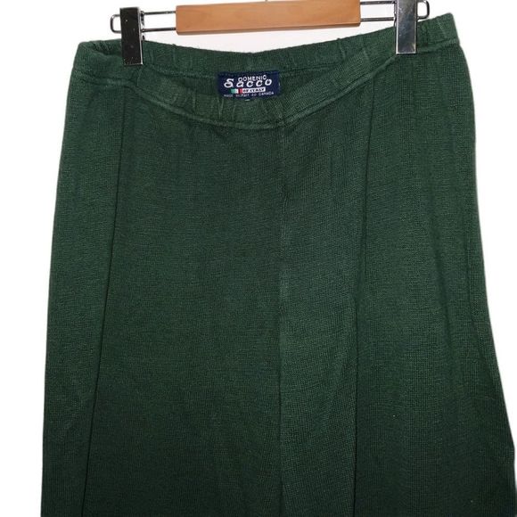 Vintage Pants - vintage domenic sacco italian knit linen pants wide leg high waisted green